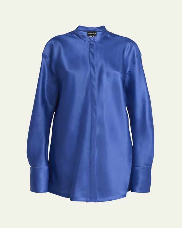 Triple Silk Button-Down Blouse